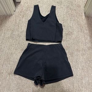Lululemon ribbed softreme short and tank set in black